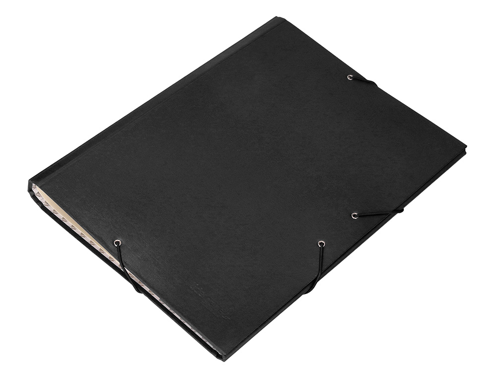 CARPETA CLASIFICADORA LIDERPAPEL 12 DEPARTAMENTOS FOLIO PROLONGADO CARTON FORRADO NEGRA