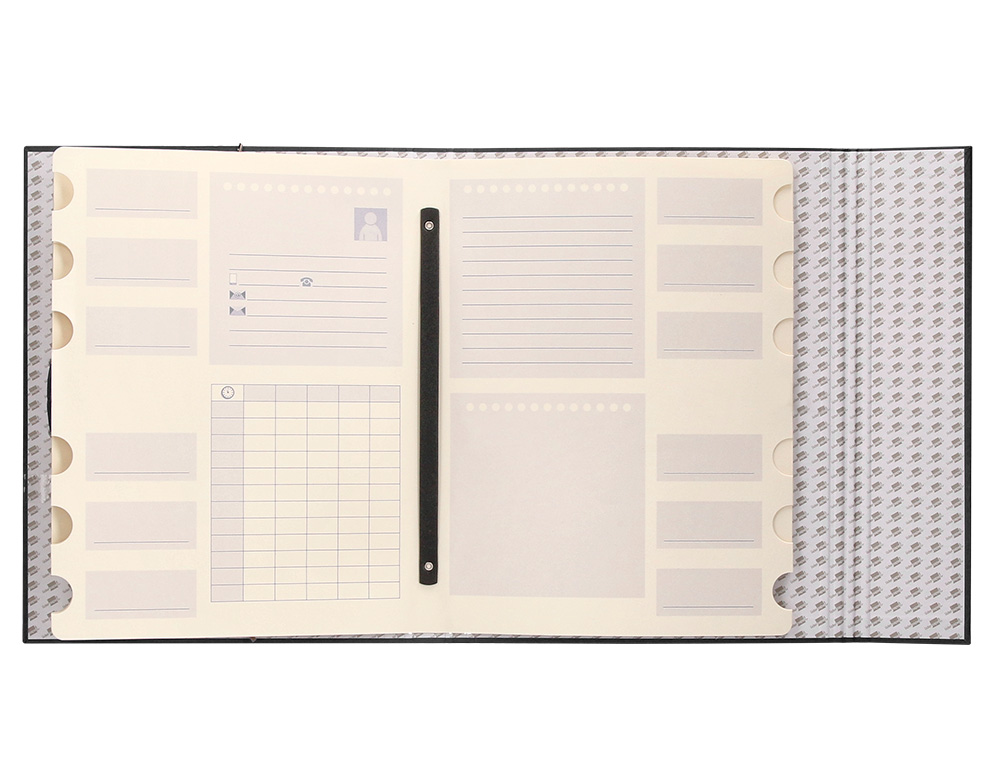 CARPETA CLASIFICADORA LIDERPAPEL 12 DEPARTAMENTOS FOLIO PROLONGADO CARTON FORRADO NEGRA