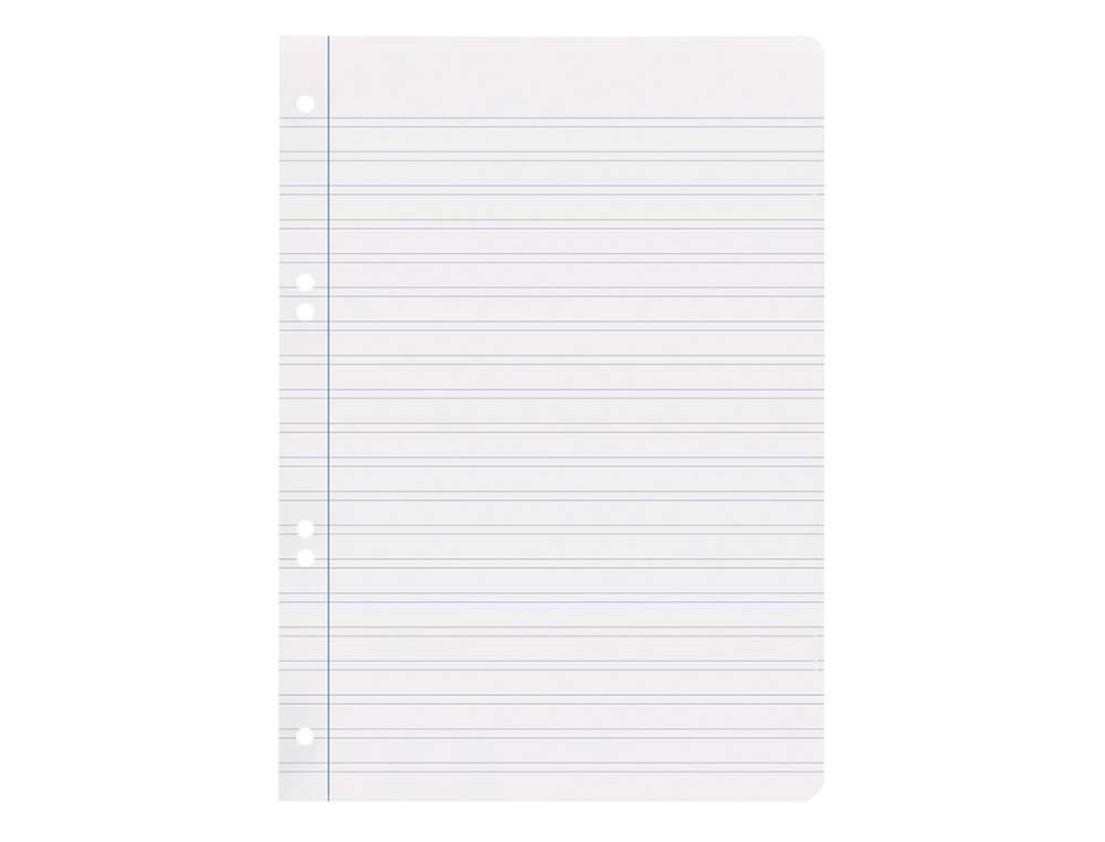 RECAMBIO LIDERPAPEL CUARTO 100 HOJAS 60GR PAUTA 4 3.5MM CON MARGEN 6 TALADROS
