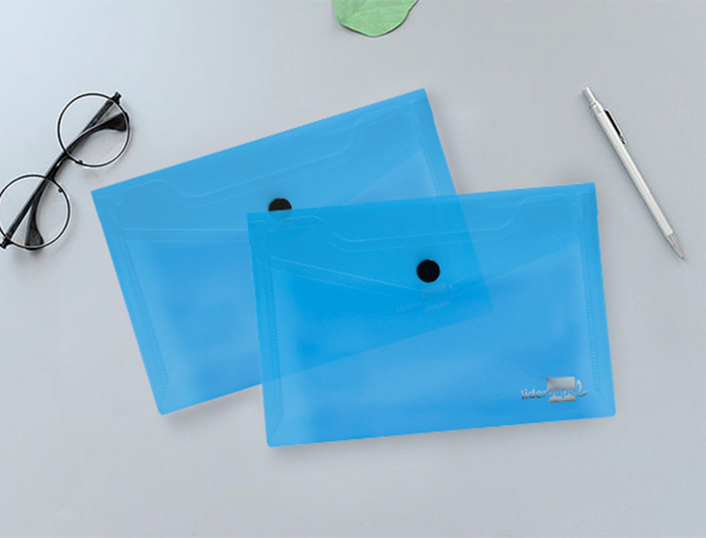 CARPETA LIDERPAPEL DOSSIER BROCHE 44232 POLIPROPILENO DIN A6 AZUL TRANSLUCIDO