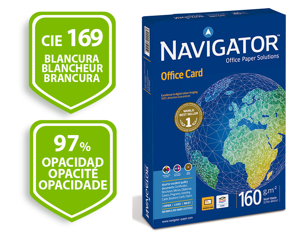 PAPEL FOTOCOPIADORA NAVIGATOR DIN A4 160 GRAMOS PAPEL MULTIUSO INK-JET Y LASER PAQUETE DE 250 HOJAS