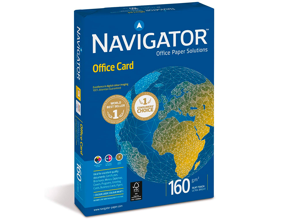 PAPEL FOTOCOPIADORA NAVIGATOR DIN A4 160 GRAMOS PAPEL MULTIUSO INK-JET Y LASER PAQUETE DE 250 HOJAS