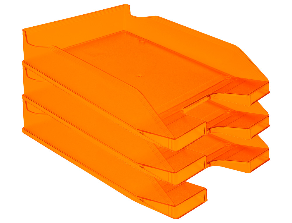 BANDEJA SOBREMESA PLASTICO Q-CONNECT NARANJA TRANSPARENTE 240X70X340 MM