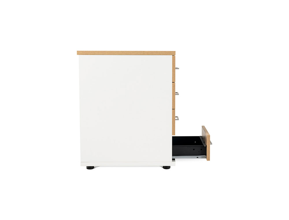 CAJONERA ROCADA CON 3 CAJONES SERIE STORE 60X40X60 CM ACABADO HAYA/HAYA