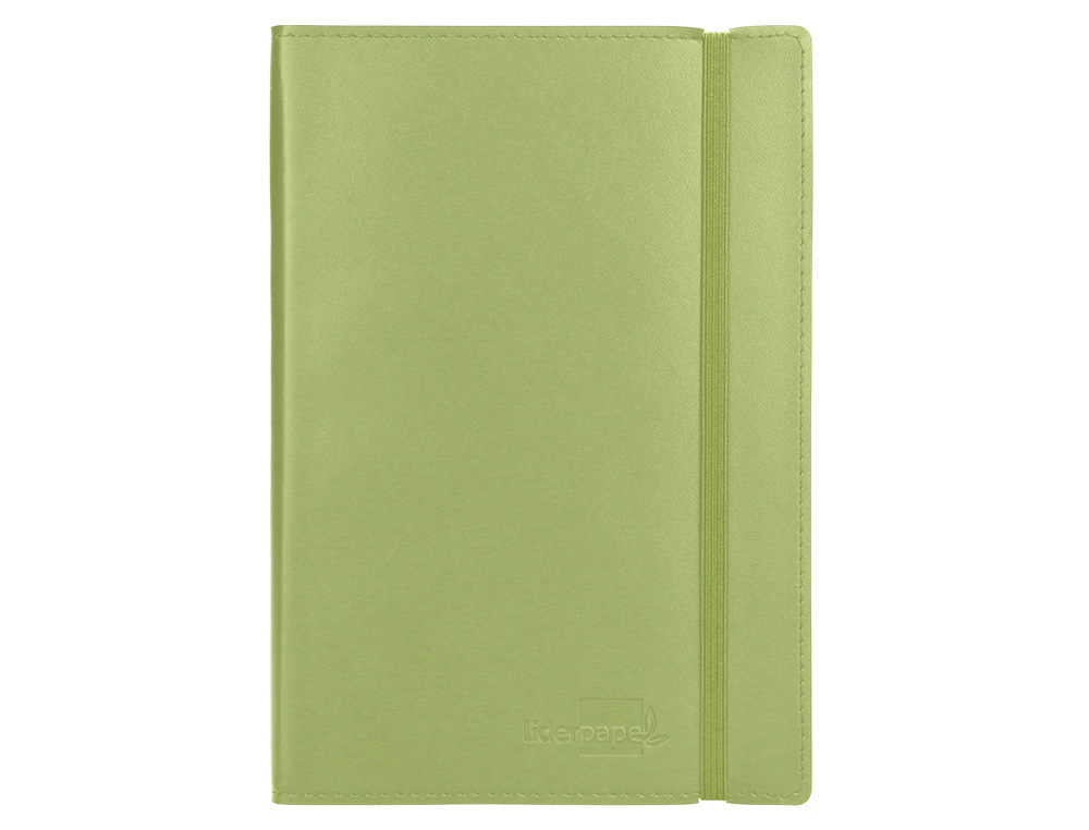 LIBRETA LIDERPAPEL SIMIL PIEL A6 120 HOJAS 70G/M2 HORIZONTAL SIN MARGEN VERDE