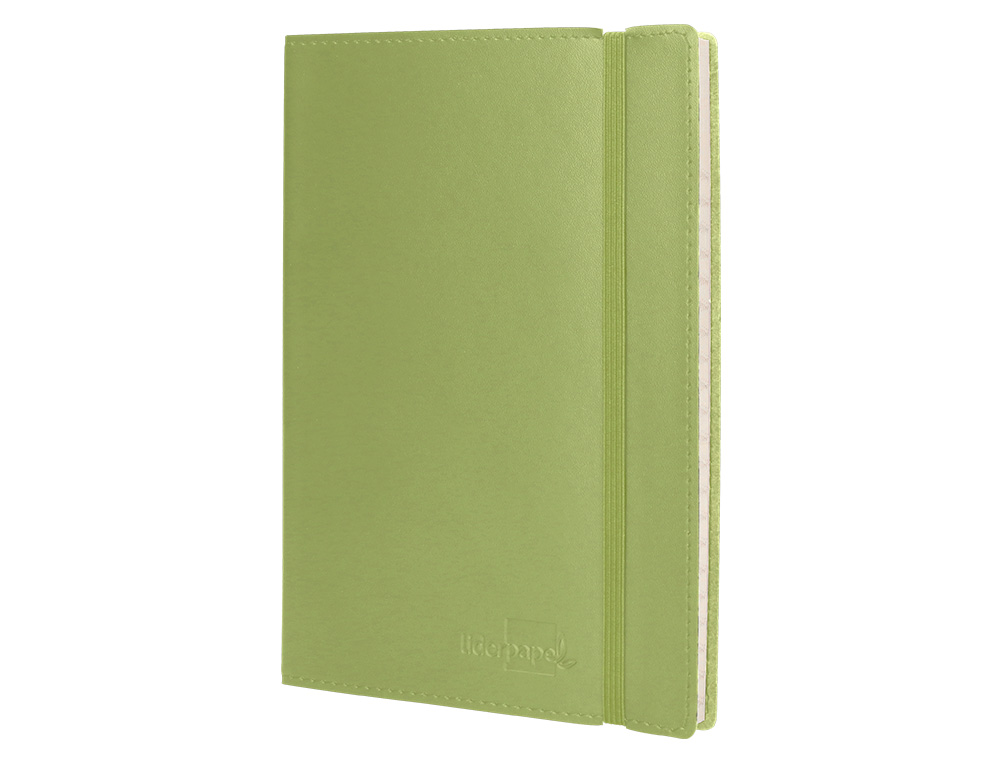 LIBRETA LIDERPAPEL SIMIL PIEL A6 120 HOJAS 70G/M2 HORIZONTAL SIN MARGEN VERDE