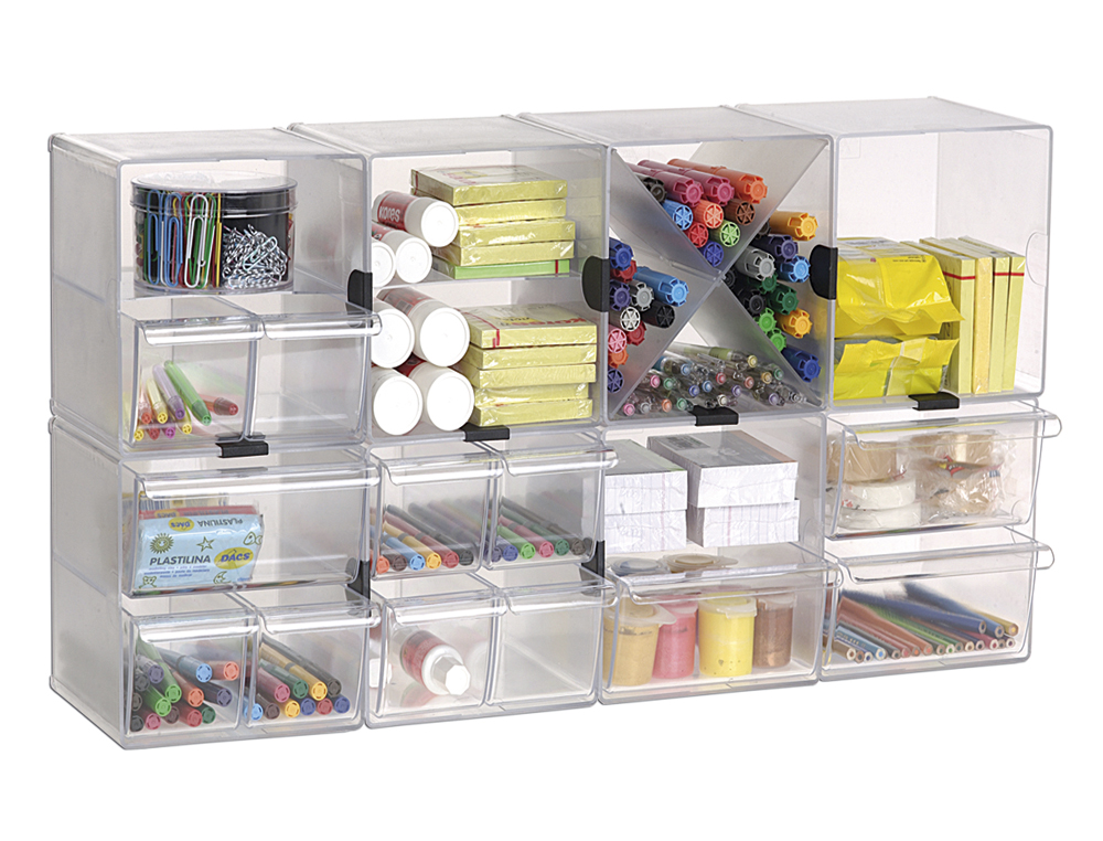 ARCHICUBO ARCHIVO 2000 ASPA ORGANIZADOR MODULAR APILABLE PLASTICO 150X150X150 MM INCLUYE DOS CLIPS SUJECION