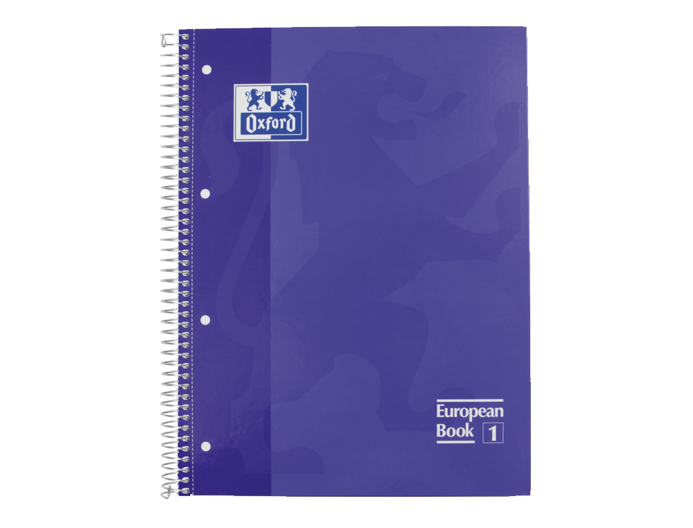 BLOC ESPIRAL OXFORD TAPA EXTRADURA MICROPERFORADO DIN A4 80 HOJAS CUADROS 5MM -COLOR LILA