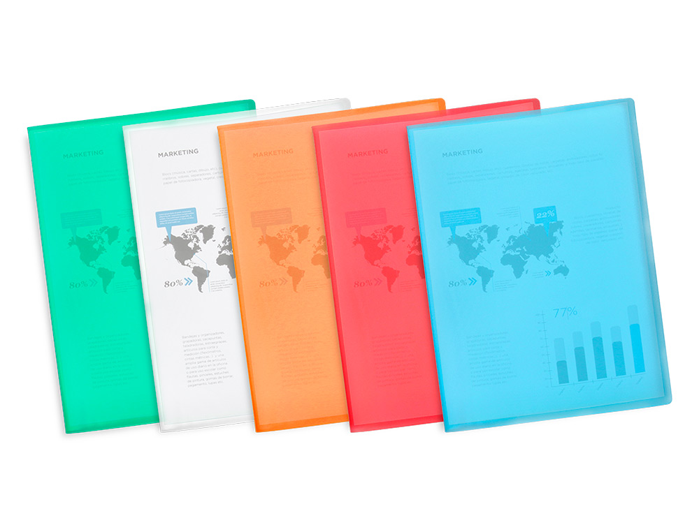 CARPETA LIDERPAPEL ESCAPARATE 47481 10 FUNDAS POLIPROPILENO TRASLUCIDA DIN A4 NARANJA FROSTY