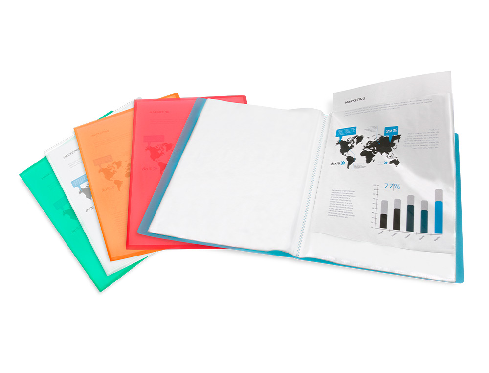 CARPETA LIDERPAPEL ESCAPARATE 47481 10 FUNDAS POLIPROPILENO TRASLUCIDA DIN A4 NARANJA FROSTY