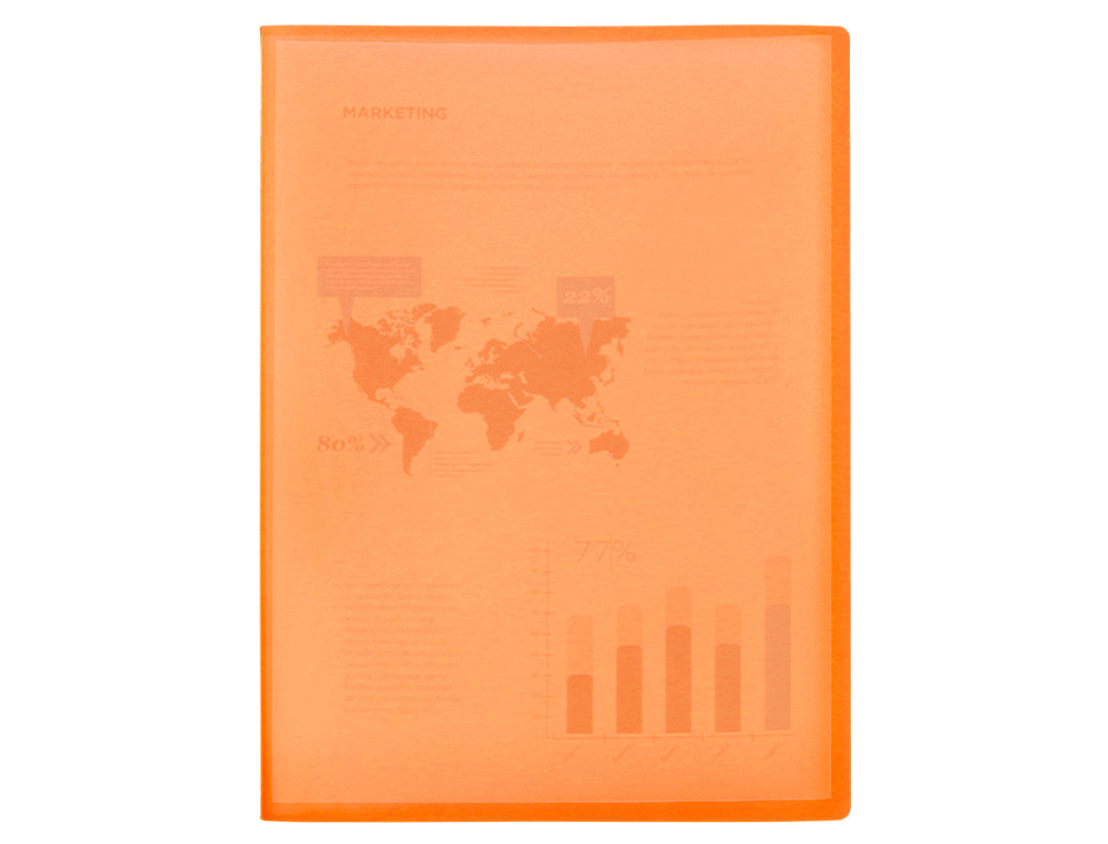 CARPETA LIDERPAPEL ESCAPARATE 47481 10 FUNDAS POLIPROPILENO TRASLUCIDA DIN A4 NARANJA FROSTY