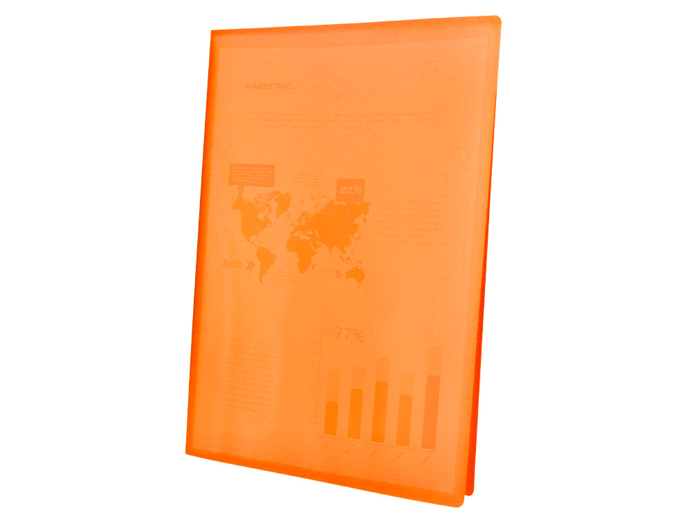 CARPETA LIDERPAPEL ESCAPARATE 47481 10 FUNDAS POLIPROPILENO TRASLUCIDA DIN A4 NARANJA FROSTY