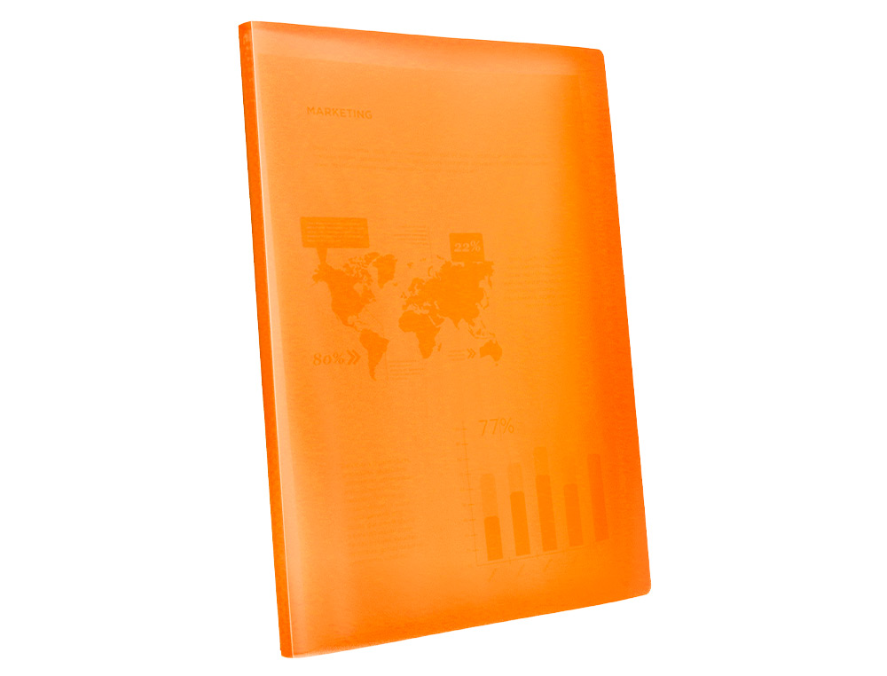 CARPETA LIDERPAPEL ESCAPARATE 47481 10 FUNDAS POLIPROPILENO TRASLUCIDA DIN A4 NARANJA FROSTY