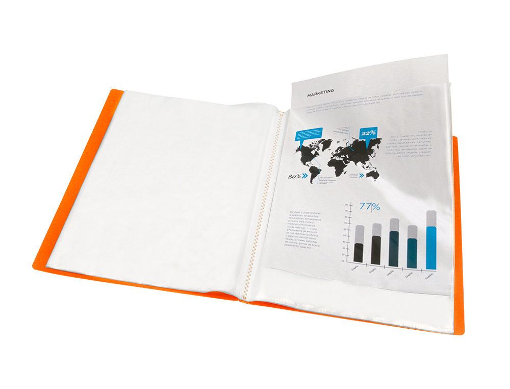 CARPETA LIDERPAPEL ESCAPARATE 47481 10 FUNDAS POLIPROPILENO TRASLUCIDA DIN A4 NARANJA FROSTY