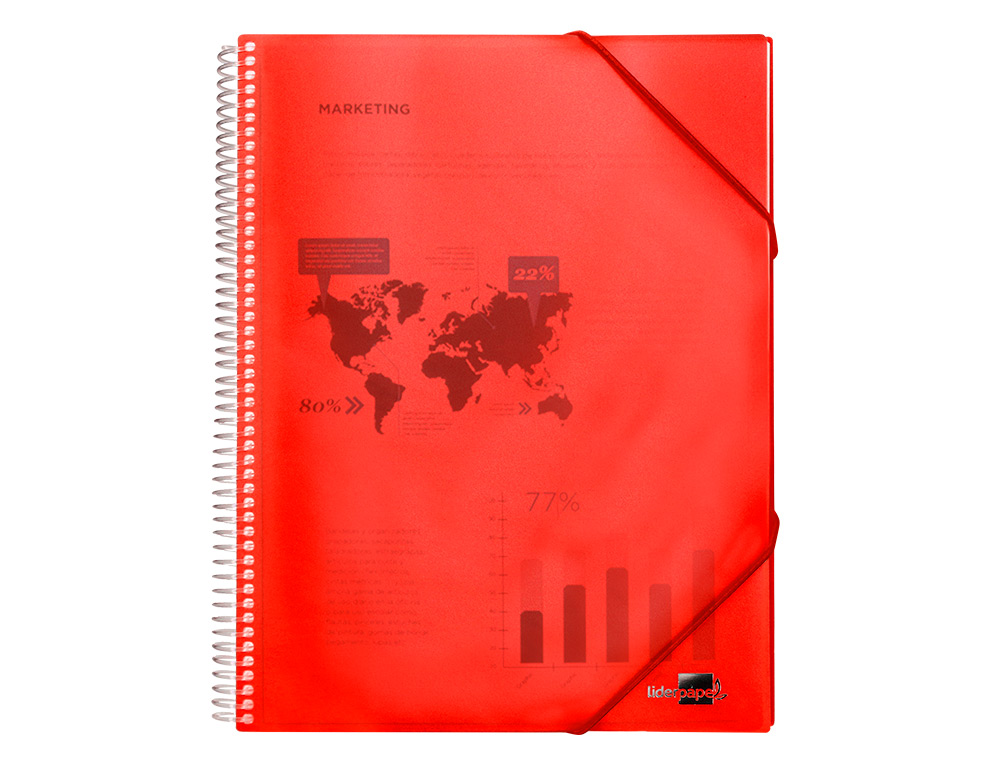 CARPETA LIDERPAPEL ESCAPARATE CON ESPIRAL 60 FUNDAS POLIPROPILENO DIN A4 ROJO