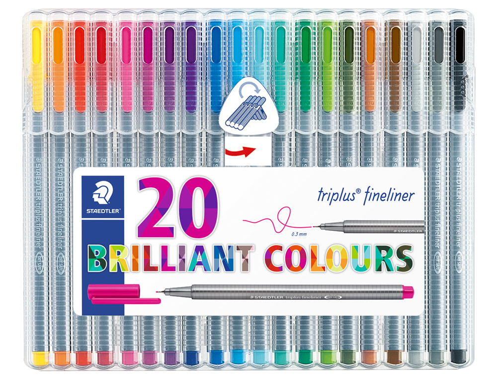 ROTULADOR STAEDTLER TRIPLUS FINELINER 334 ESTUCHE DE 20 UNIDADES COLORES SURTIDOS (14+6 GRATIS)