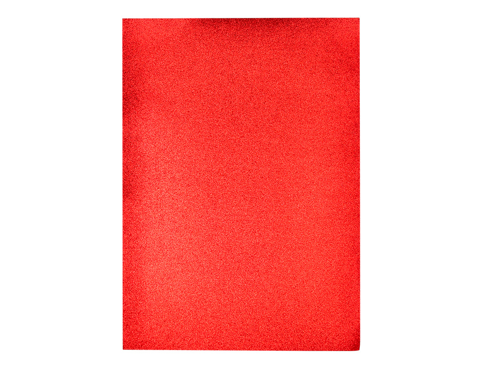 GOMA EVA CON PURPURINA BIODEGRADABLE LIDERPAPEL 50X70CM 60G/M2 ESPESOR 2 MM ROJO