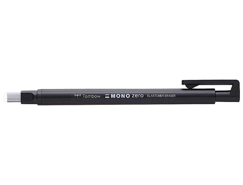 PORTAGOMAS TOMBOW MONO ZERO CON CLIP GOMA RECTANGULAR 2,5 X 5 MM COLOR NEGRO