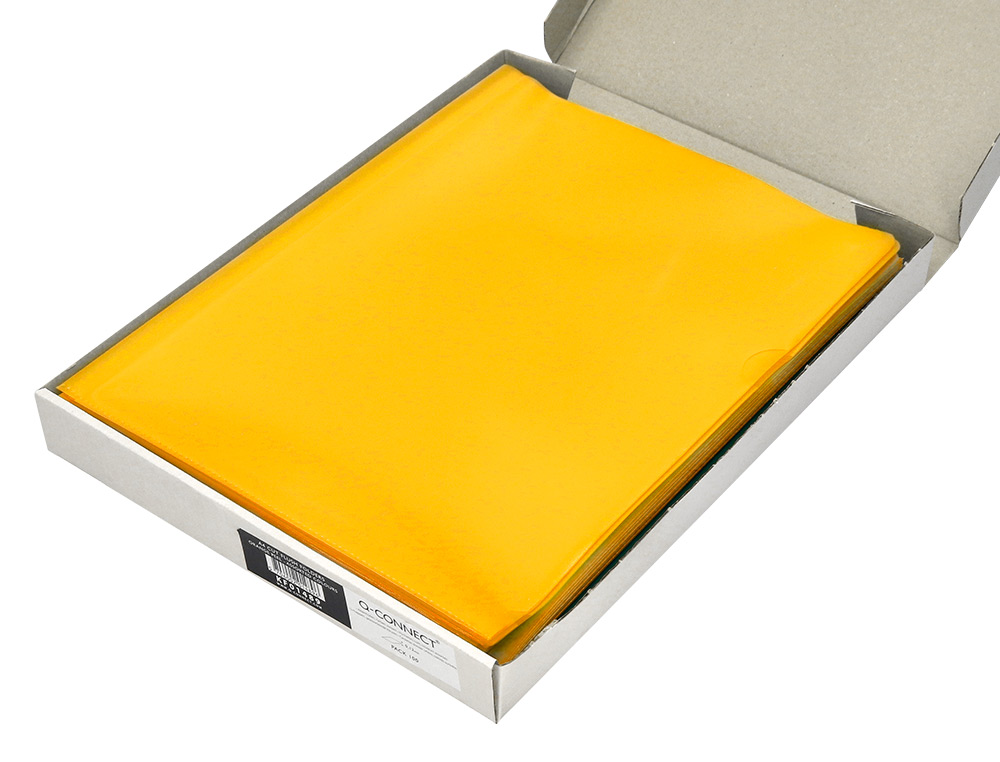 CARPETA DOSSIER UERO PLASTICO Q-CONNECT DIN A4 120 MICRAS AMARILLA CAJA DE 100 UNIDADES