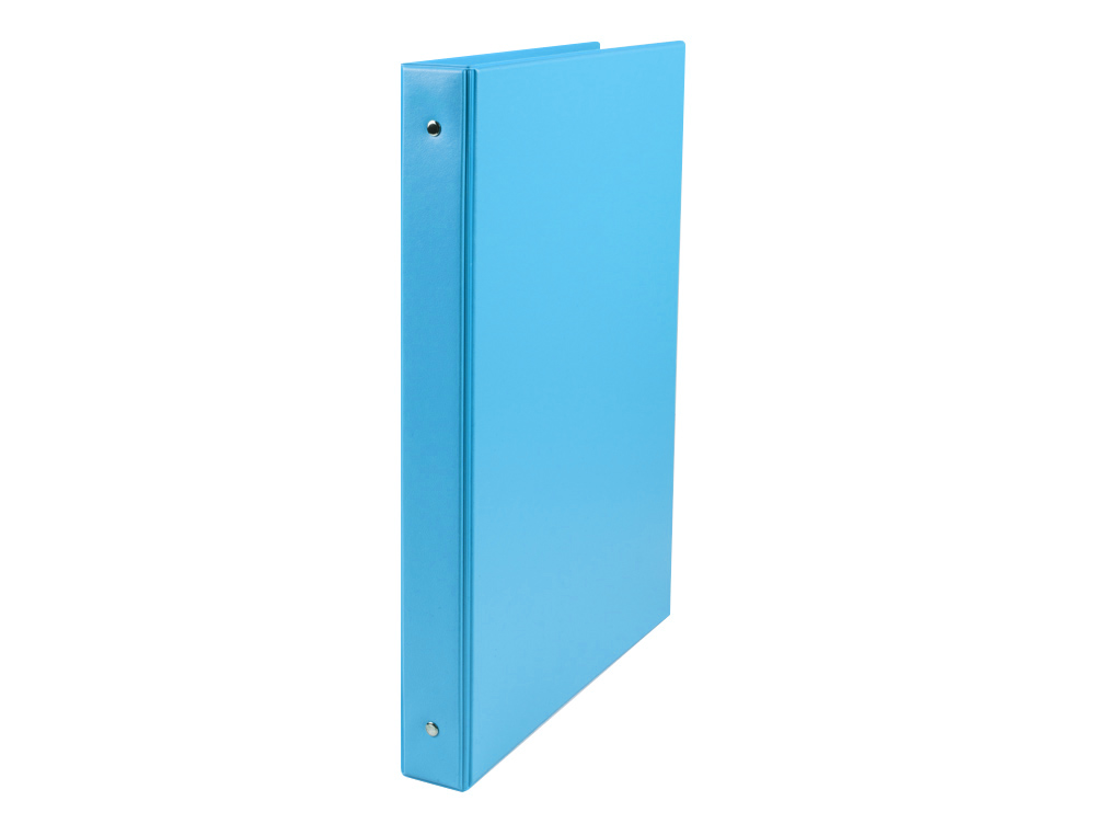 CARPETA LIDERPAPEL 4 ANILLAS 40 MM REDONDAS PLASTICO FOLIO COLOR CELESTE