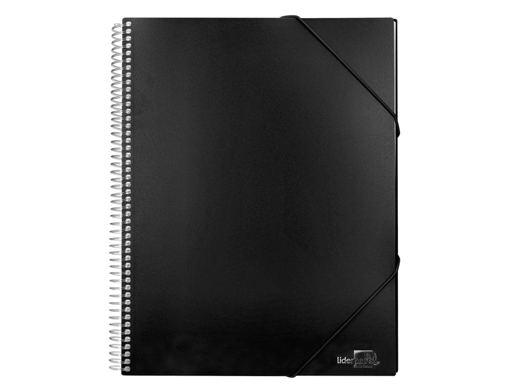 CARPETA LIDERPAPEL ESCAPARATE CON ESPIRAL 10 FUNDAS POLIPROPILENO DIN A4 NEGRO