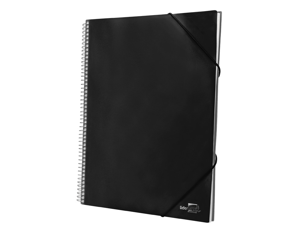 CARPETA LIDERPAPEL ESCAPARATE CON ESPIRAL 10 FUNDAS POLIPROPILENO DIN A4 NEGRO