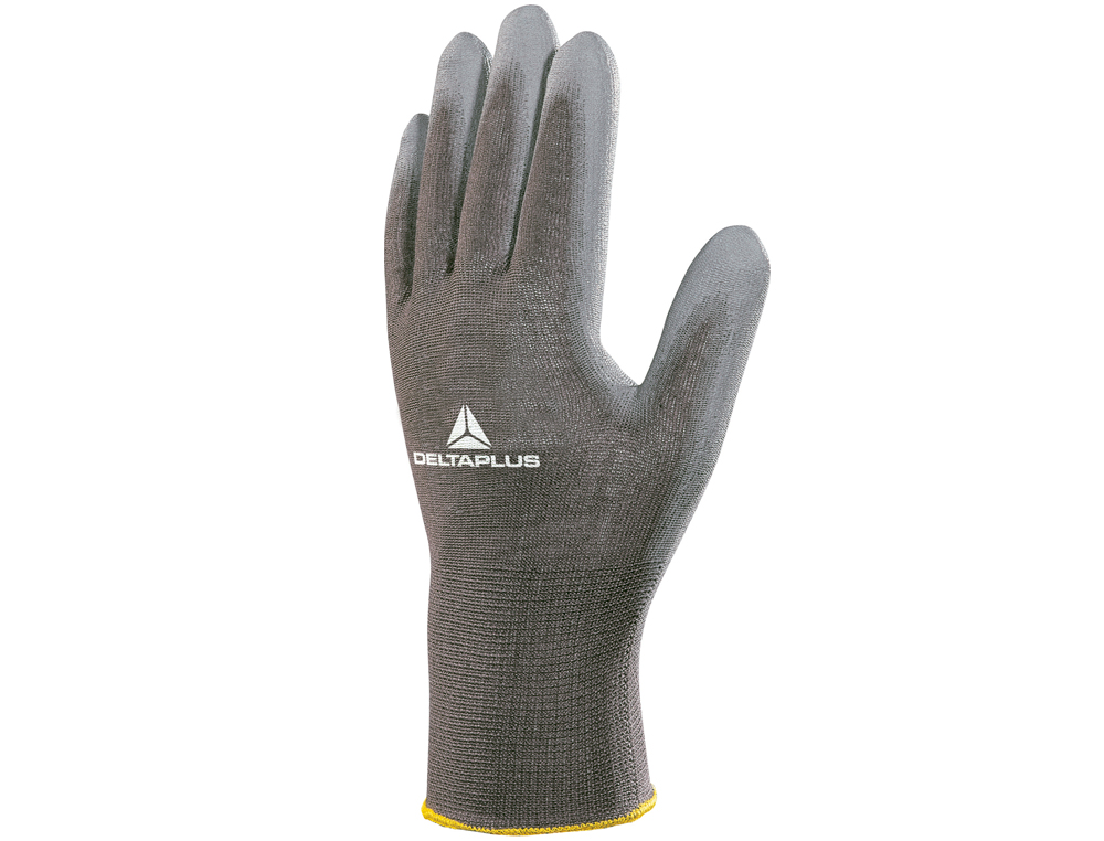 GUANTES DELTAPLUS POLIESTER ANTIDESLIZANTE LAVABLE ESPECIAL PARA MANIPULACION Y MANUTENCION GRIS TALLA 10