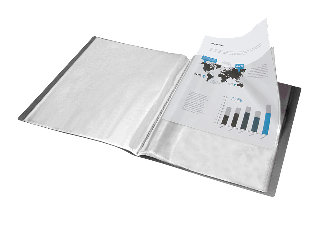 CARPETA LIDERPAPEL ESCAPARATE 40 FUNDAS PVC FOLIO NEGRO