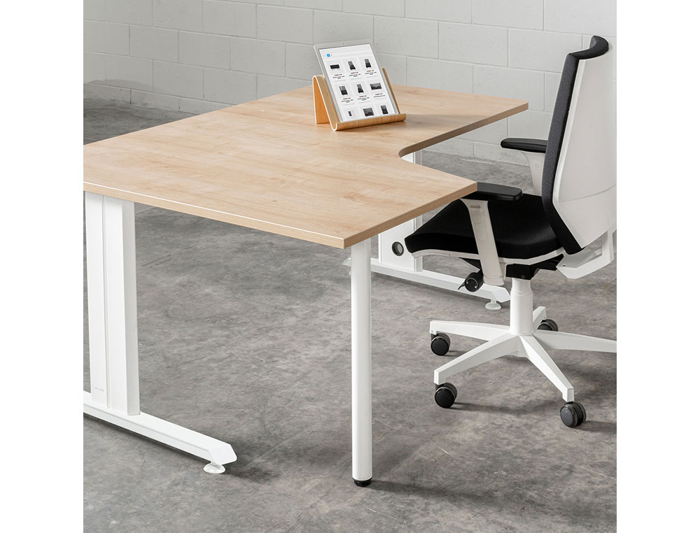 MESA ROCADA SERIE METAL 180X110X76 CM IZQUIERDA ACABADO AC01 HAYA