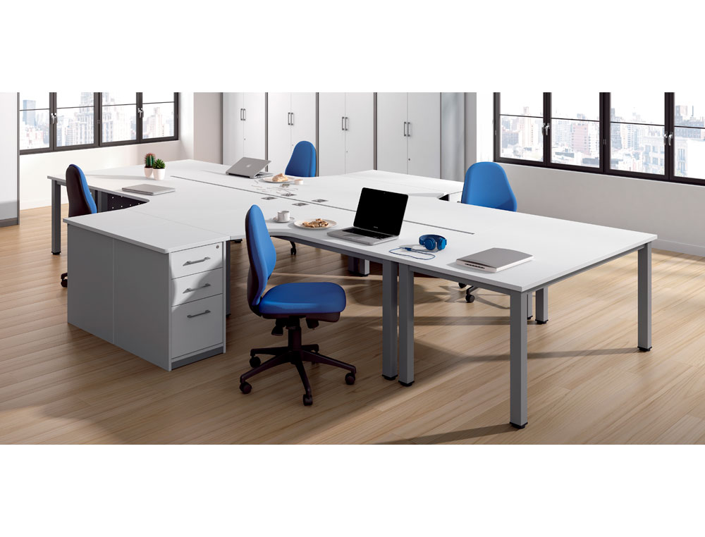 MESA OFICINA ROCADA SERIE EXECUTIVE FORMA EN L DERECHA 160X110 CM ACABADO GRIS/HAYA