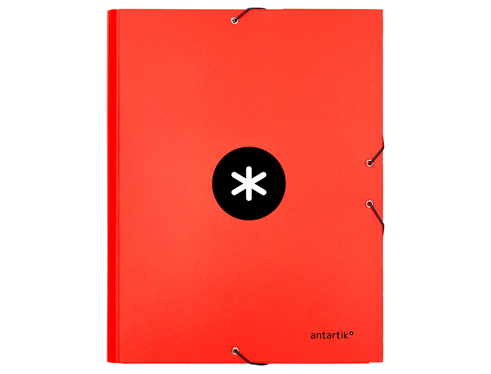 CARPETA ANTARTIK GOMAS TRES SOLAPAS CARTON FORRADO A4 COLOR ROJO