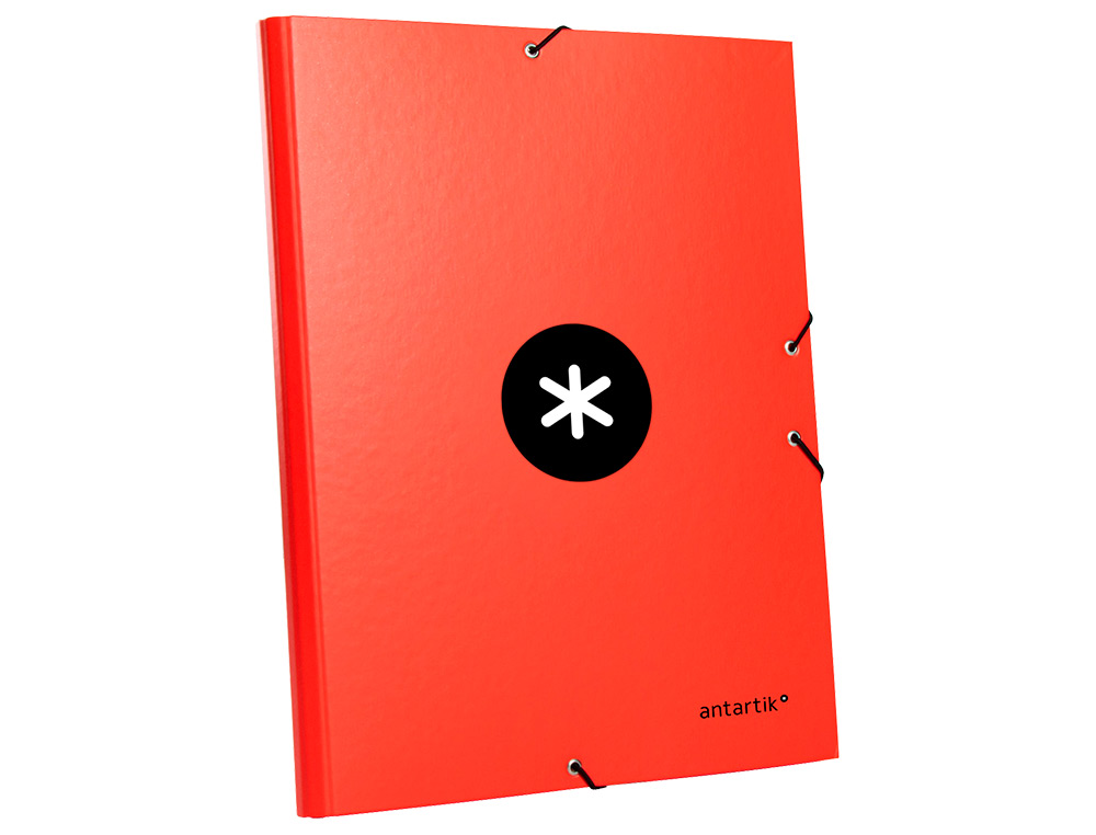CARPETA ANTARTIK GOMAS TRES SOLAPAS CARTON FORRADO A4 COLOR ROJO