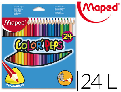 LAPICES DE COLORES MAPED TRIANGULARES CAJA DE 24 UNIDADES COLORES SURTIDOS