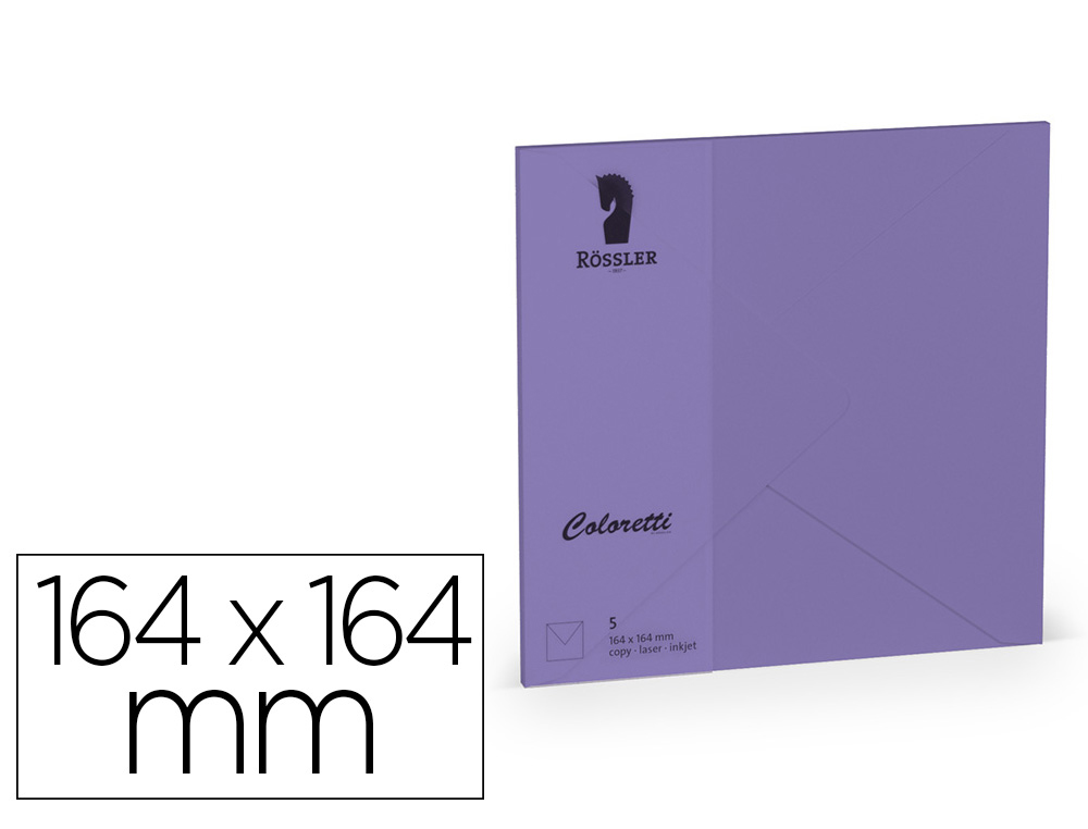 SOBRE ROSSLER COLORETTI CUADRADO GRANDE COLOR LILA 164X164XMM PACK DE 5 UNIDADES