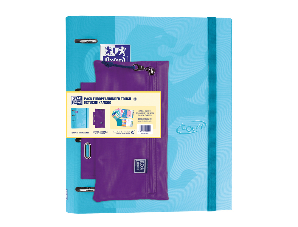 PACK CARPETA CON RECAMBIO OXFORD EBINDER TOUCH + BOLSO PORTATODO KANGOO
