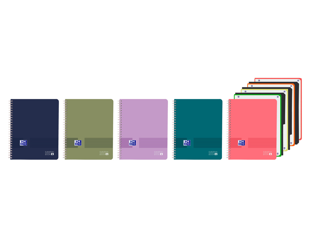 CUADERNO ESPIRAL OXFORD EUROPEANBOOK 4 LIVE&GO TAPA PLASTICO DIN A4+ 120 HOJAS CUADRO 5 MM CON SEPARADORES