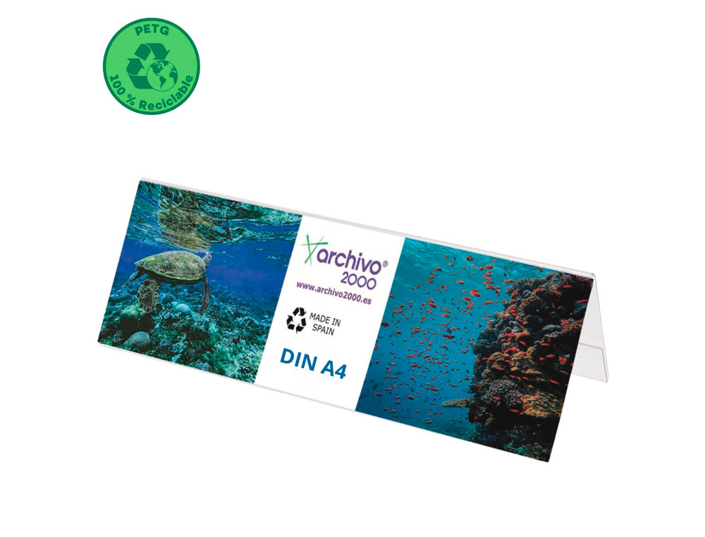 IDENTIFICADOR SOBREMESA ARCHIVO 2000 PETG FLEXIBLE VISIBILIDAD DOBLE CARA DIN A4 85X300X100 MM